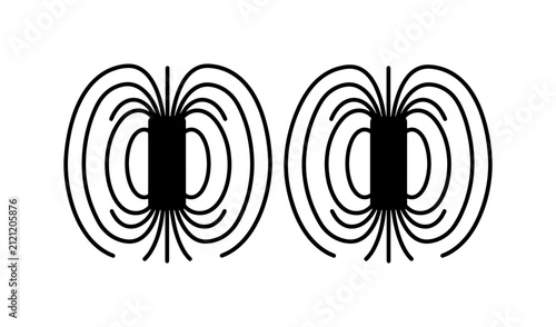 Фотография 70 Magnetic Field Lines Vector Illustration, Two Bar Magnets, Physics Science Co