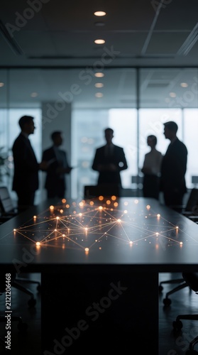 Business Meeting Data Network Visualization on Conference Table