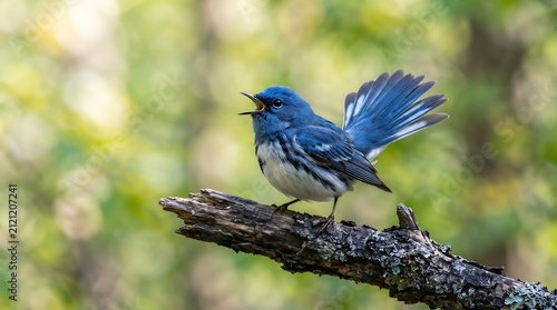 Картината върху платно Blue songbird perched on a branch