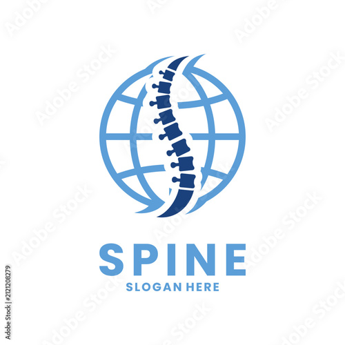 Global Spine and Chiropractic Medical Logo Vector. Spine logo design vector template