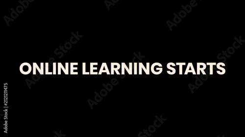 Online Learning Starts Burn Text Reveal Animation 4K Educational Announcement for Virtual Classes Digital Education and Course Enrollment
