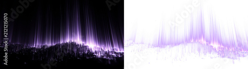 Vibrant purple light beams forming abstract landscape