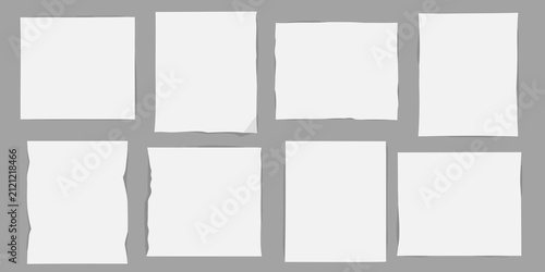 Картината върху платно Set Of Realistic White Paper Sheets Isolated On Gray Background