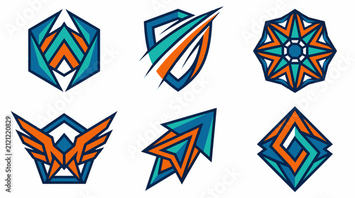 Geometric Abstract Logos Collection. Modern Vector Emblems for Branding, Tech, Gaming, Sports.