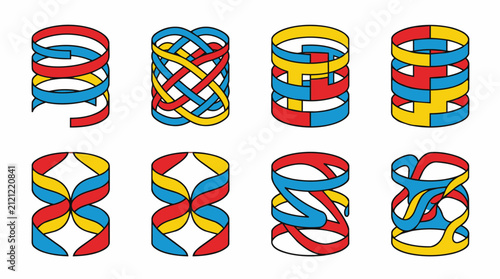 Abstract Colorful Intertwined Ribbons Helix Patterns