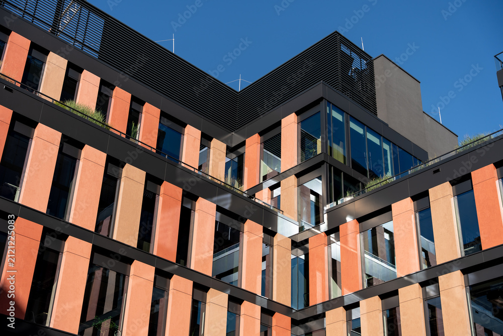 Fototapeta premium Modern Office Building Glass Facade Contemporary Architecture Corporate Business Exterior
