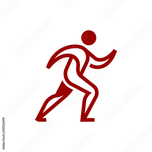Stylized Red Runner Icon on White Background.