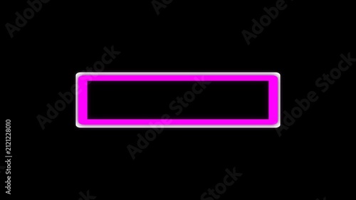 Bright magenta glowing rectangular frame with soft luminous outline, ideal for overlays, titles, transitions, broadcasts, presentations, and motion graphics. alpha channel