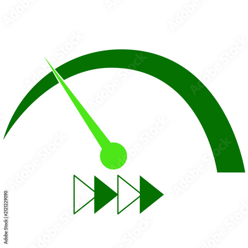 Green speedometer icon showing high performance and fast progress.