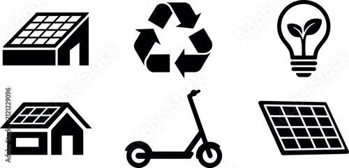Green energy and ecology icons set vector illustration isolated on white background for renewable power eco friendly and sustainable technology design