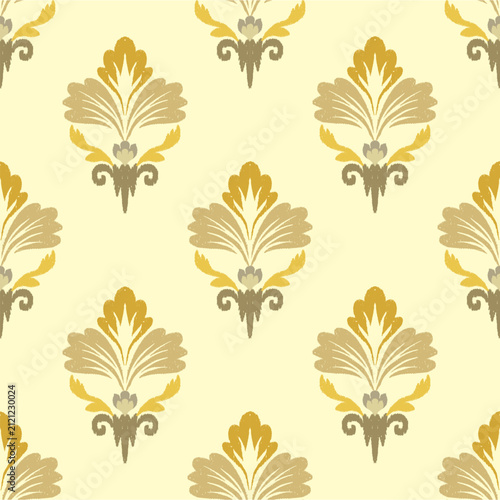 Seamless Floral Pattern with Autumn Oak Leaves and Botanical Elements for Nature Wallpaper Textile Fabric and Vector Background Design