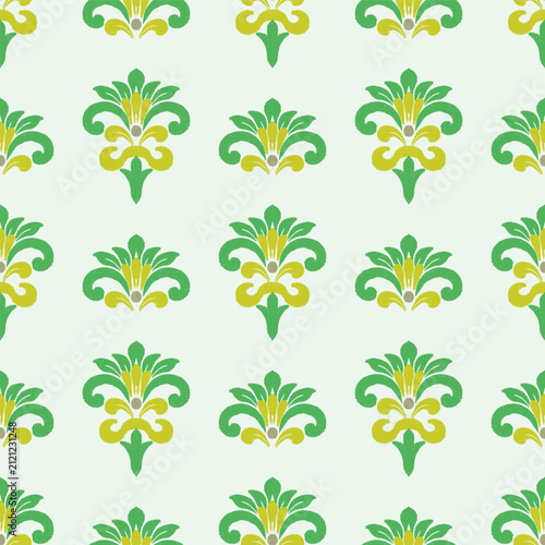Seamless Floral Pattern with Blooming Daisy Flowers and Leaves for Spring Summer Wallpaper Vector Background Design