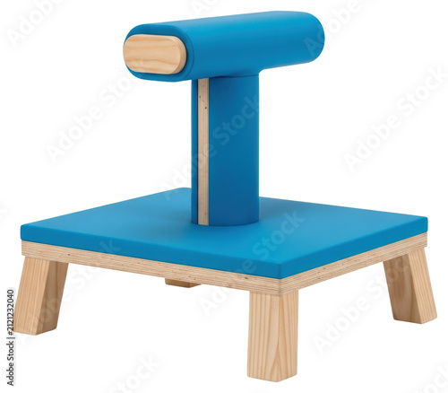 Blue physical therapy support stool for rehabilitation with transparent backdrop