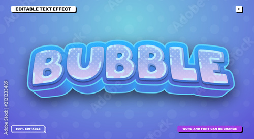 Fotografie Bubble 3D Editable Text Effect with Cute Rounded Pastel Lavender Typography and