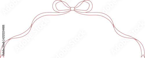 Ribbon Wavy Border Organic Frame Wedding Valentine Bow Tie Whimsical Red Outline