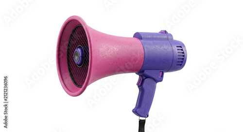 Bild auf Leinwand Brightly colored megaphone with a textured finish, ready to amplify sound