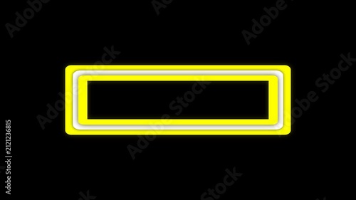 Animated double yellow glowing rectangular frame with bright luminous borders, perfect for overlays, titles, transitions, broadcasts, and motion graphics. alpha channel