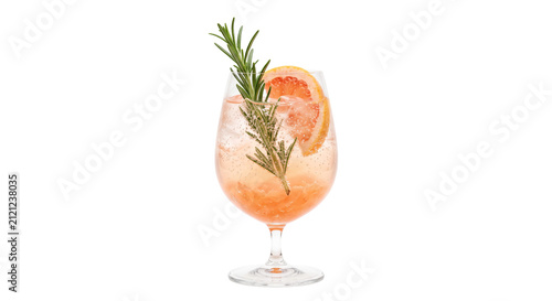 Quadro su tela Refreshing pink grapefruit and rosemary cocktail with ice and citrus slices