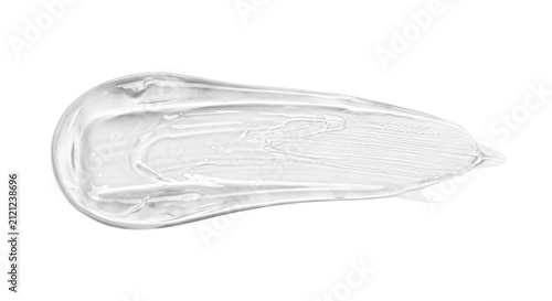 Fotografie Clear cosmetic gel texture swatch on white background