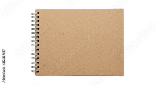 Bild auf Leinwand Simple spiral bound notebook with kraft paper cover on a white background