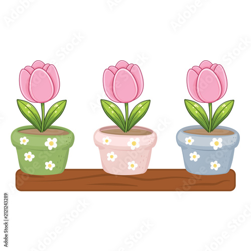 pink tulips in a pot