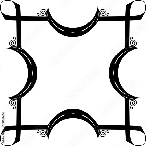 Elegant Vintage Decorative Frame Border with Ornamental Flourishes Isolated on a transparent background, PNG, 300dpi