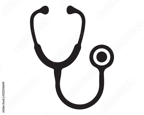 Stethoscope medical diagnostic tool silhouette icon for health checkup with stethoscope medicine clinical instrument healthcare diagnostic hospital physician equipment silhouette examination