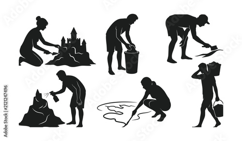 Ancient humans performing early tasks and activities