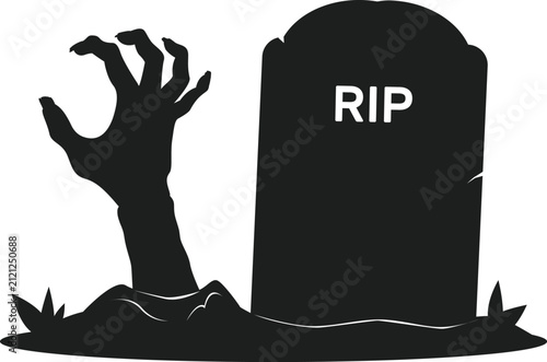 silhouette zombies hand sticking out of grave