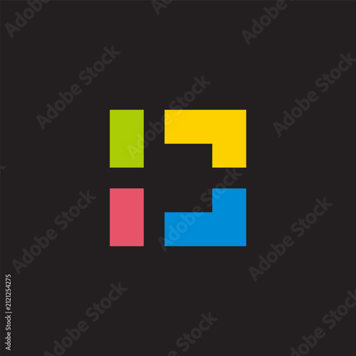 letter p simple colorful square geometric logo vector