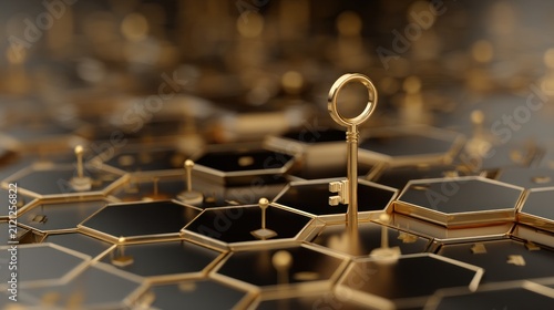 Golden key on hexagonal honeycomb structure