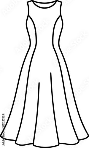 Evening Gown Dress Vector Icon Line Art Illustration
