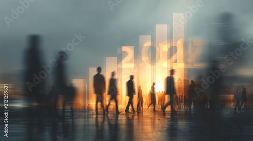 People walking towards growth and progress