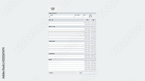 Blank health screening form template for medical clinics and wellness centers