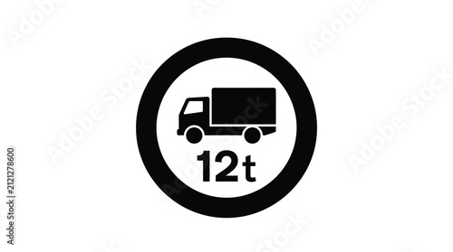 Fotografie Weight restriction sign shows a truck silhouette and specifies a twelve tonne capacity limit