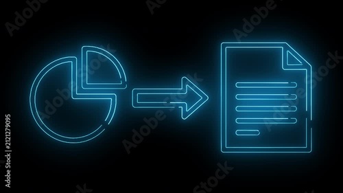 Business Report Analysis and Document Processing Workflow Neon Animation