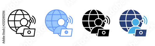Remote Work icon set multiple style collection