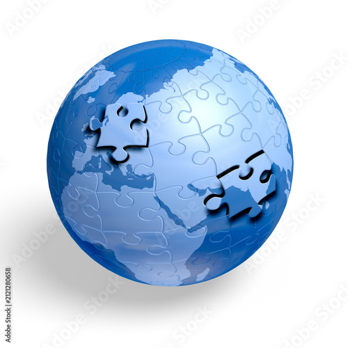 An earth jigsaw puzzle globe