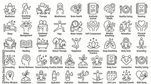 editable outline vector icon pack featuring over 30 wellness outline icons 