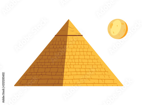 Egyptian pyramid, the sun, an illustration for educational resources or other projects