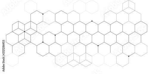 Monochrome grey digital hexagon mesh background, science and data connection lattice, modern abstract design for banner, presentation and cover.