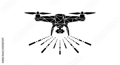 Geometric Drone with Camera and Motion Lines Icon