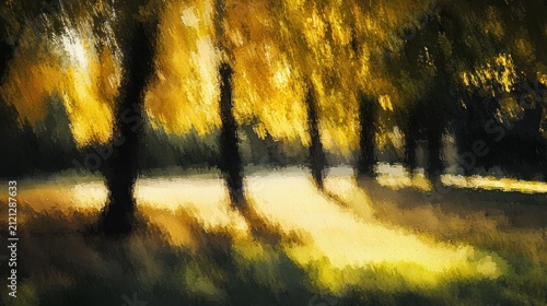 Golden Autumn Meadow: A Serene Impressionist Landscape