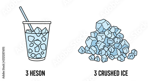 Ice Cubes and Drink with Straw