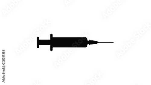 Foto Medical syringe silhouette vector icon, black hypodermic needle illustration, cl