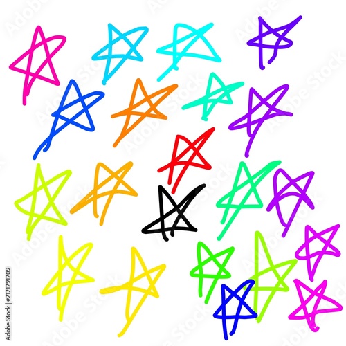 This image features various spiral scribbles or abstract doodles in a variety of bright colors against a white background.