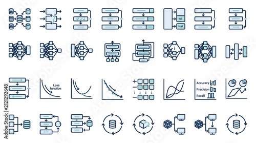 Foto Deep Learning Architecture and Data Training Icons