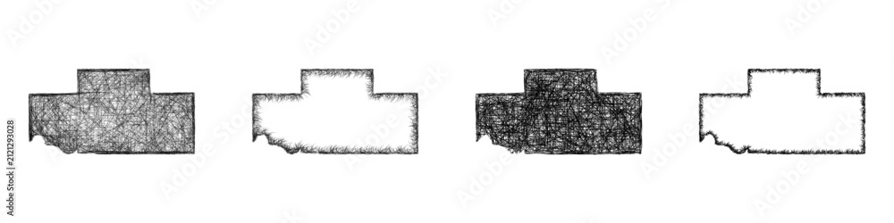 Fototapeta premium Sketch Payne, Oklahoma outline map design set