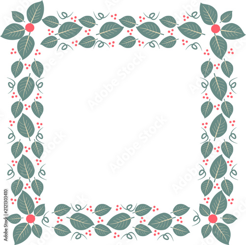 Natural frame decorated with leaf and flower borders