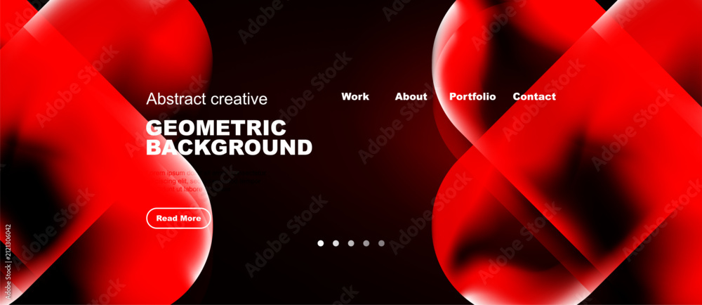 Fotografie Dynamic red shapes dominate black background